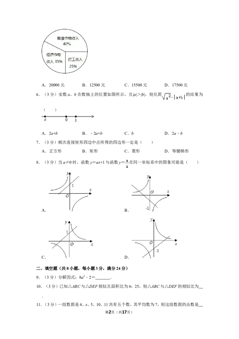 2012年湖南省张家界市中考数学试卷_中考真题_2.数学中考真题2015-2024年_地区卷_湖南省_张家界数学11-22