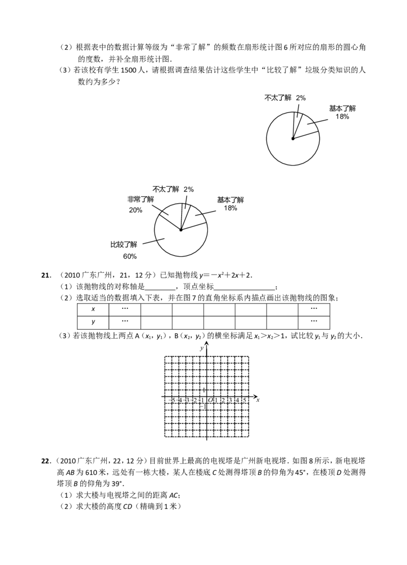 2010年广东省广州市中考数学试卷及答案_中考真题_2.数学中考真题2015-2024年_地区卷_广东省_广东广州中考数学2008--2021年