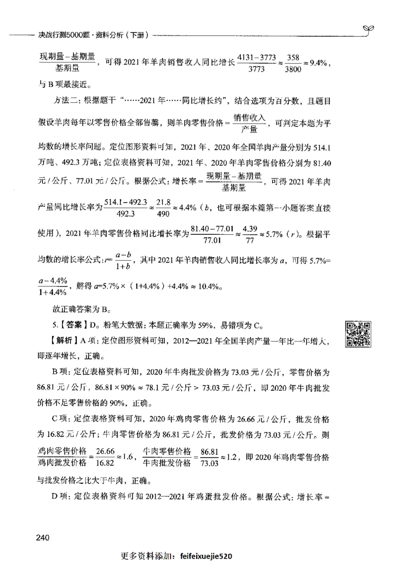 10资料分析（答案）2023年5月版_26吉林考备考资料包_11省考刷题包_04决战行测5000题_行测5000题2023年5月版次
