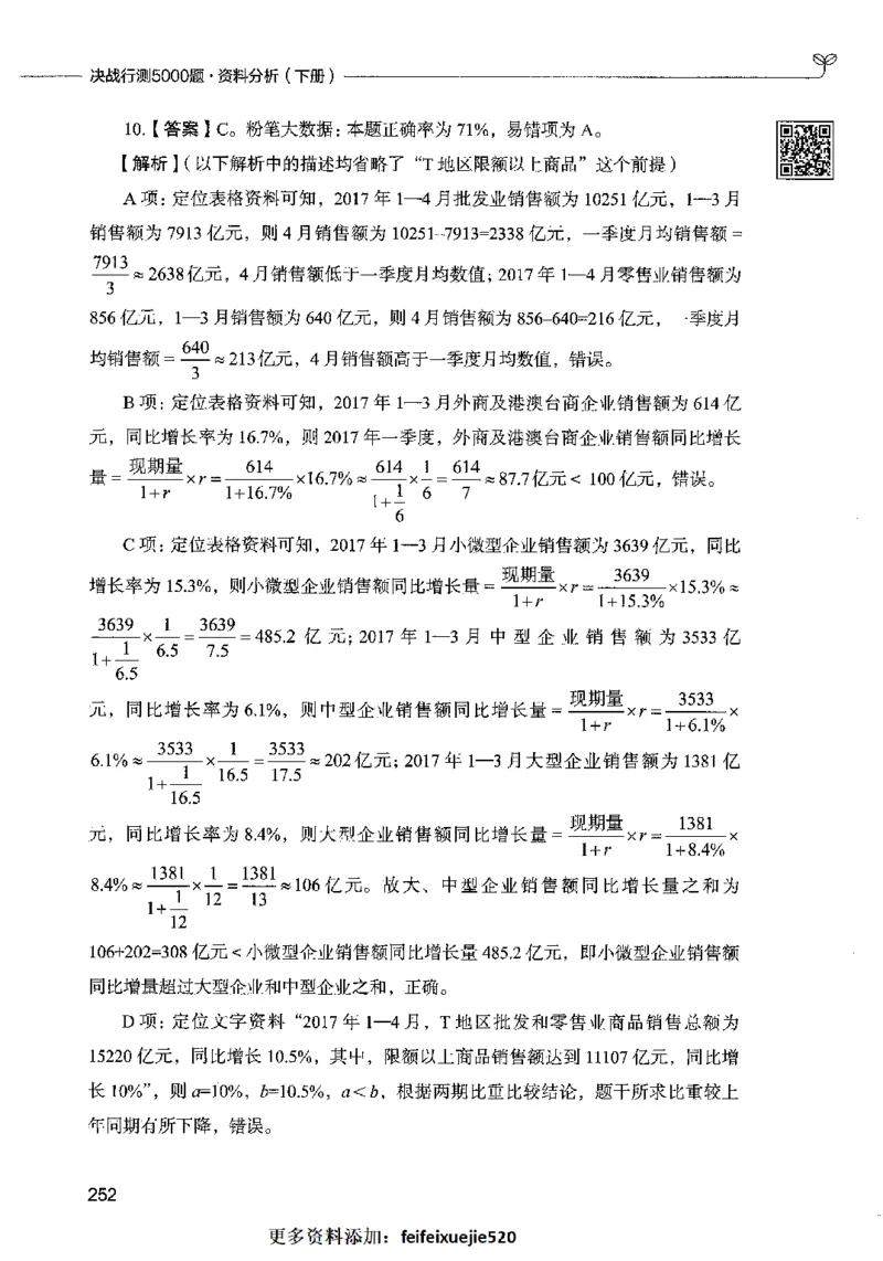 10资料分析（答案）2023年5月版_26吉林考备考资料包_11省考刷题包_04决战行测5000题_行测5000题2023年5月版次