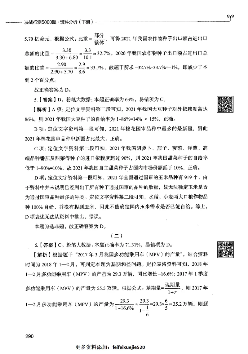 10资料分析（答案）2023年5月版_26吉林考备考资料包_11省考刷题包_04决战行测5000题_行测5000题2023年5月版次