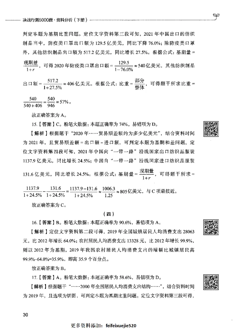 10资料分析（答案）2023年5月版_26吉林考备考资料包_11省考刷题包_04决战行测5000题_行测5000题2023年5月版次
