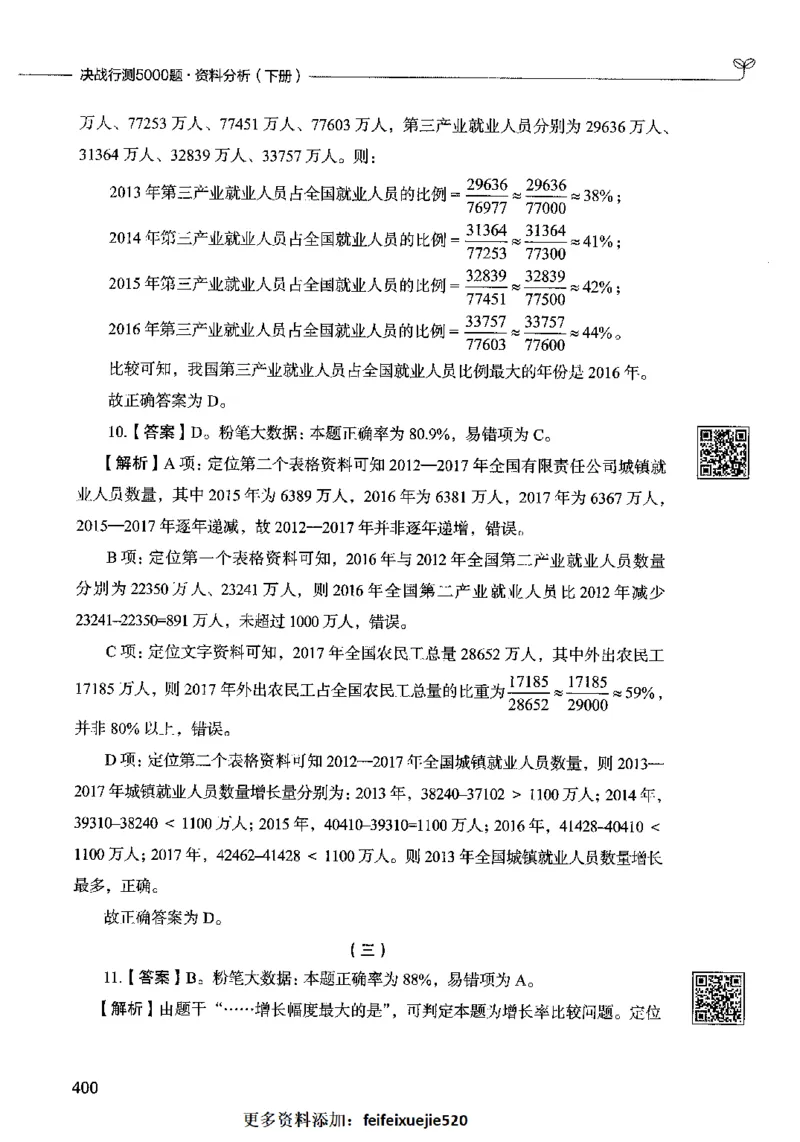 10资料分析（答案）2023年5月版_26吉林考备考资料包_11省考刷题包_04决战行测5000题_行测5000题2023年5月版次