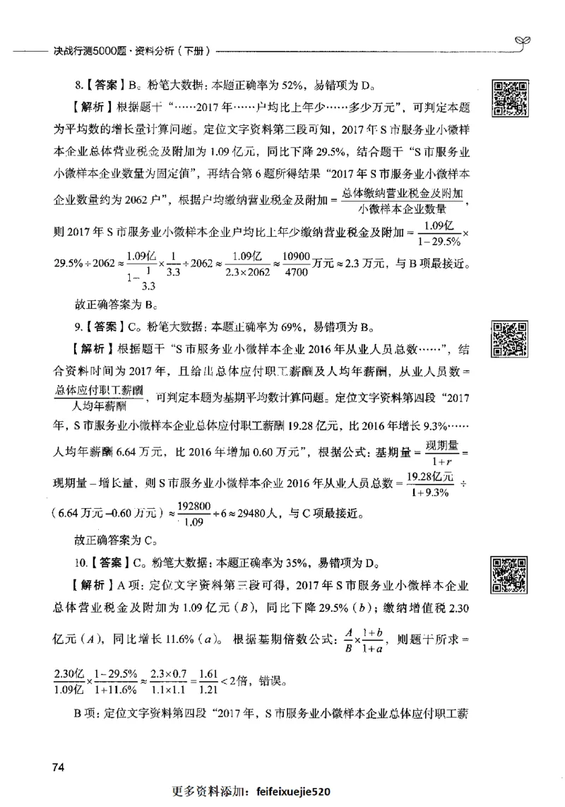 10资料分析（答案）2023年5月版_26吉林考备考资料包_11省考刷题包_04决战行测5000题_行测5000题2023年5月版次