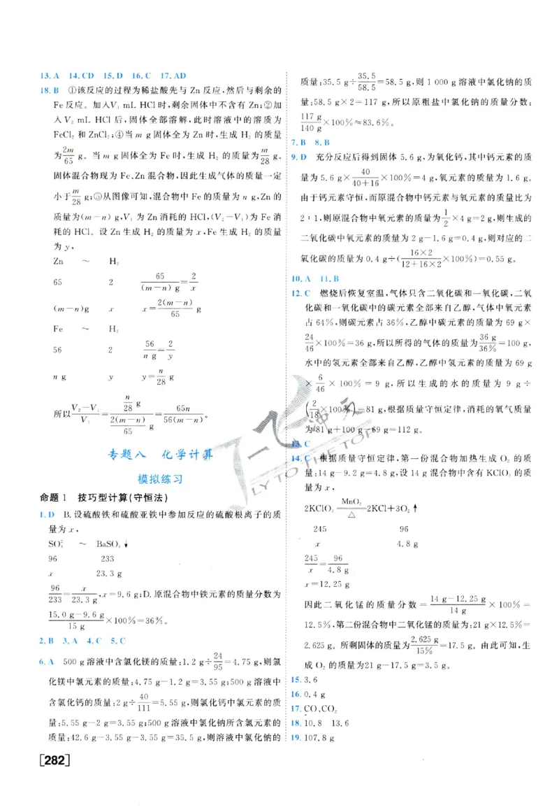 2025《一飞冲天-中考专项》化学答案_《一飞冲天-中考专项》2026版_一飞冲天-中考专项（2025版）