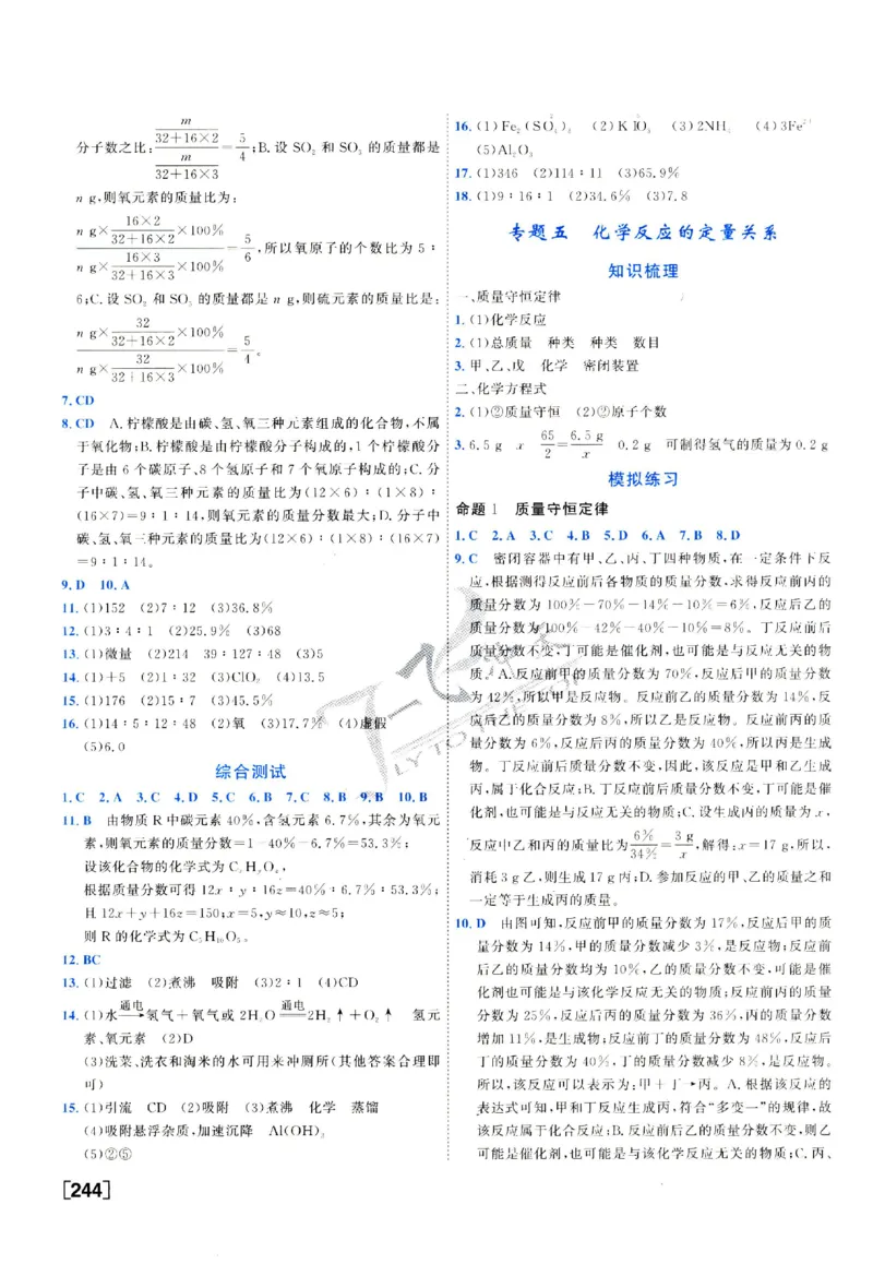 2025《一飞冲天-中考专项》化学答案_《一飞冲天-中考专项》2026版_一飞冲天-中考专项（2025版）