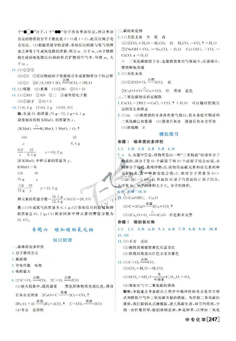 2025《一飞冲天-中考专项》化学答案_《一飞冲天-中考专项》2026版_一飞冲天-中考专项（2025版）