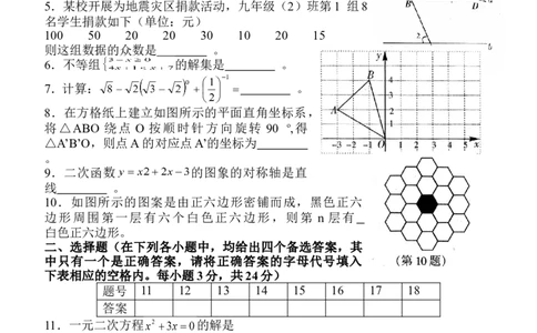 2008年山西省中考数学试题及答案_中考真题_2.数学中考真题2015-2024年_地区卷_山西中考数学2008---2022年（山西省统一试卷）