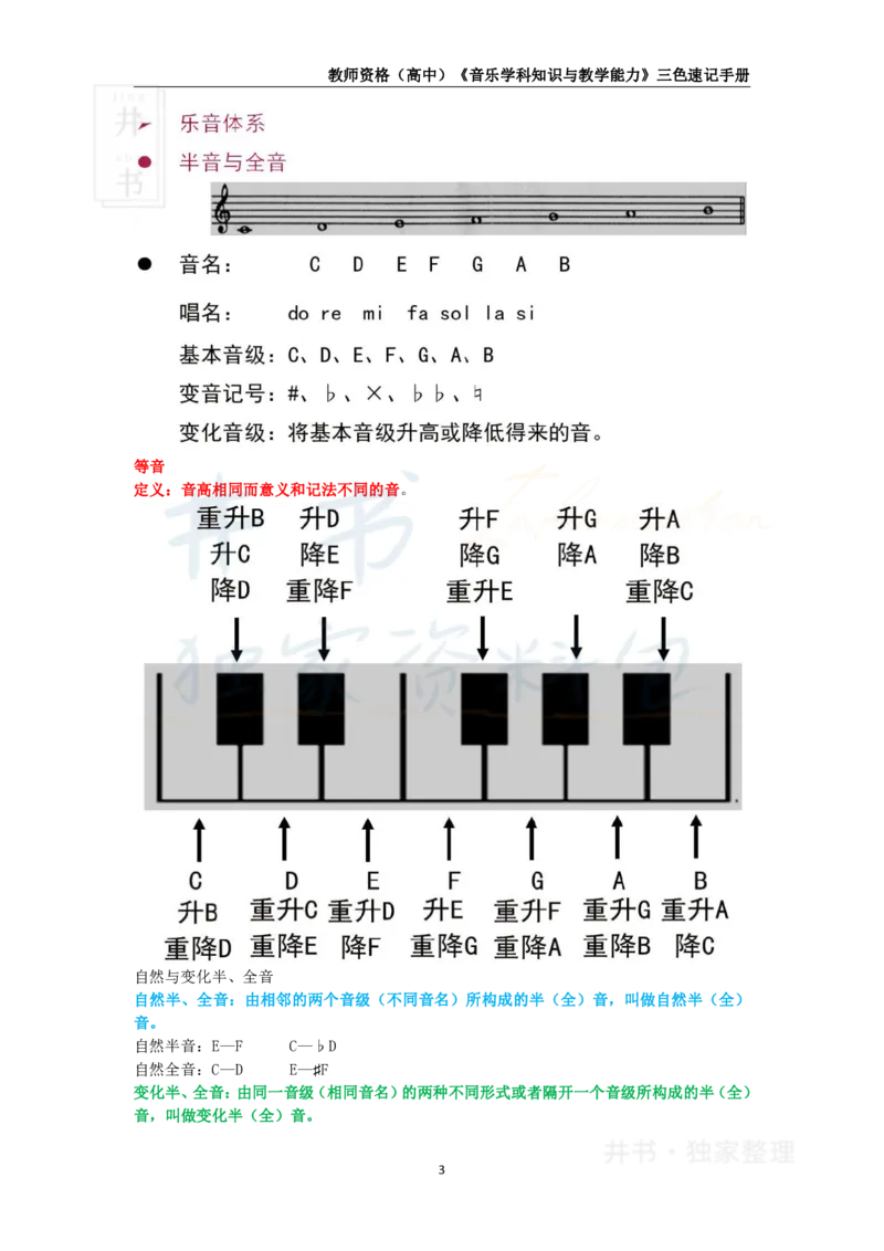 井书&middot;独家资料包教师资格《（高中）音乐》三色速记手册（独家整理）_教资_初高中2026教资_25下教师资格证_科三高中各科资料汇总_井书&middot;独家资料包高中各科资料汇总