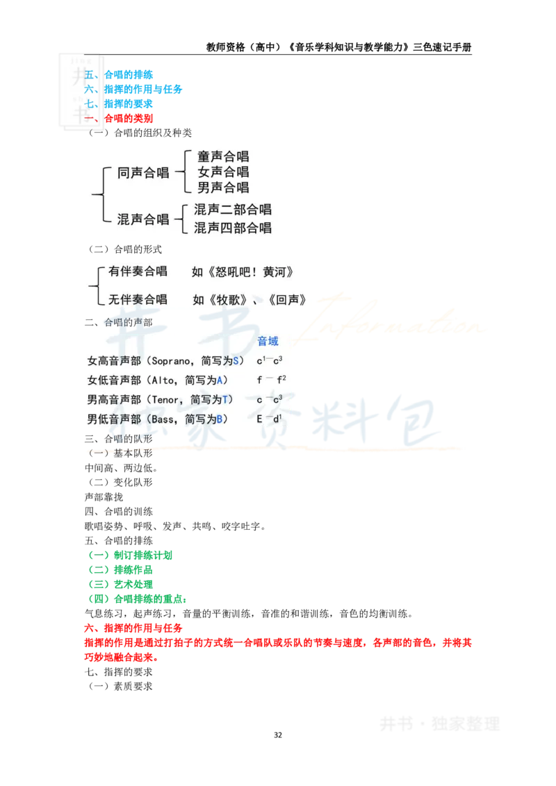 井书&middot;独家资料包教师资格《（高中）音乐》三色速记手册（独家整理）_教资_初高中2026教资_25下教师资格证_科三高中各科资料汇总_井书&middot;独家资料包高中各科资料汇总