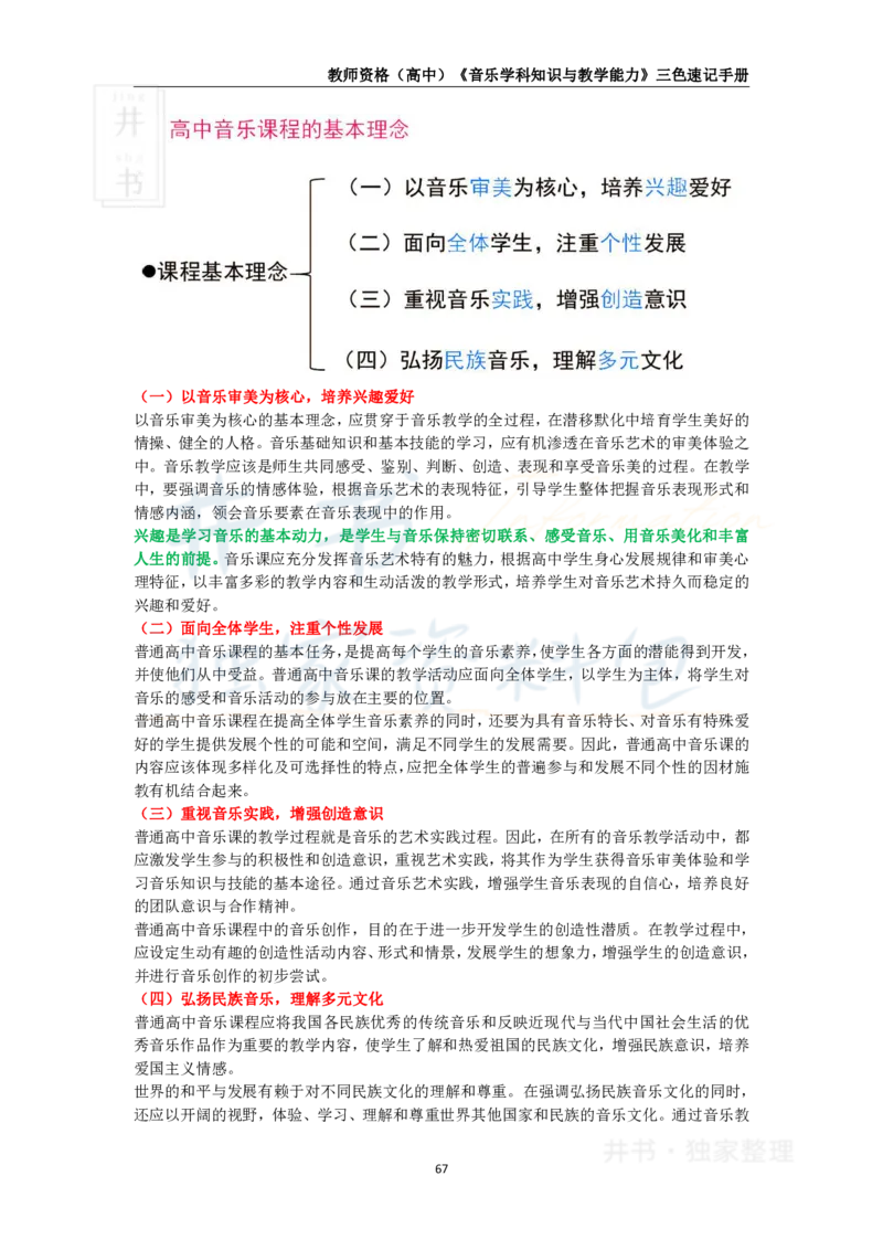 井书&middot;独家资料包教师资格《（高中）音乐》三色速记手册（独家整理）_教资_初高中2026教资_25下教师资格证_科三高中各科资料汇总_井书&middot;独家资料包高中各科资料汇总
