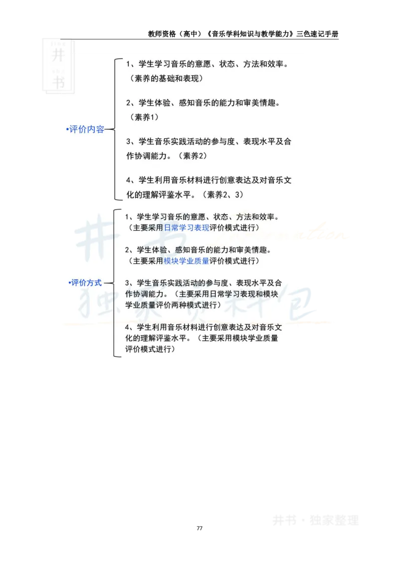 井书&middot;独家资料包教师资格《（高中）音乐》三色速记手册（独家整理）_教资_初高中2026教资_25下教师资格证_科三高中各科资料汇总_井书&middot;独家资料包高中各科资料汇总