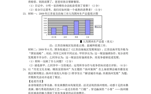 2010年江苏省扬州市初中政治试题_中考真题_7.政治中考真题2015-2024年_地区卷_江苏省_扬州中考政治08-22