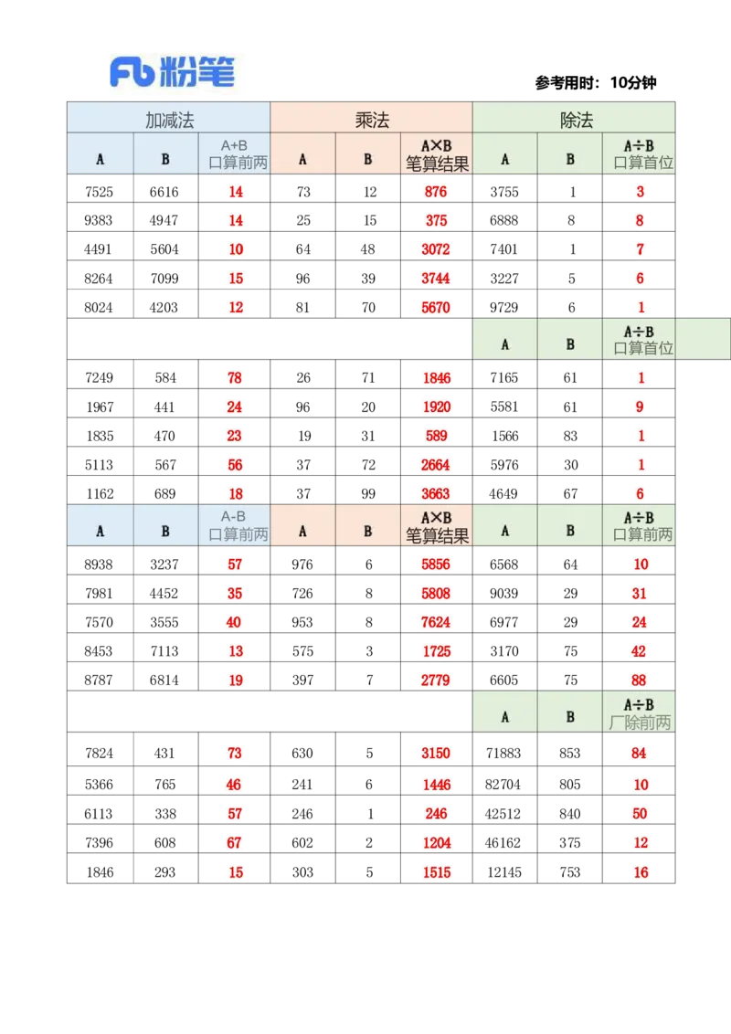 2024.11.29速算技巧练习答案_2026考公资料_（10）粉笔_2026年国考980系统班FB_2026国考系统班资料汇总_●速算技巧