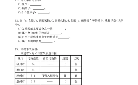 2012年福建省中考化学真题及答案_中考真题_5.化学中考真题2015-2024年_地区卷_福建省_福建中考化学11-22
