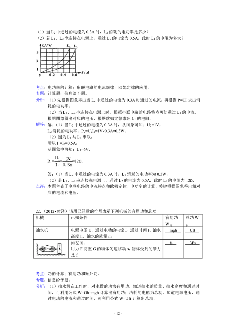 2012年菏泽市中考物理试题及答案解析_中考真题_4.物理中考真题2015-2024年_地区卷_山东省_菏泽物理10-22