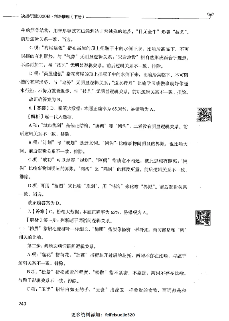 06判断推理（答案）_26吉林考备考资料包_11省考刷题包_04决战行测5000题_行测5000题2021年7月版次