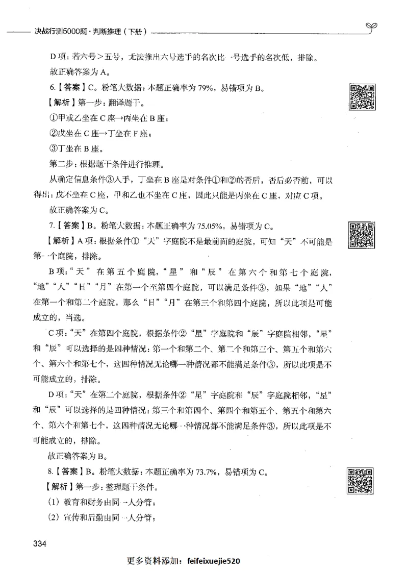 06判断推理（答案）_26吉林考备考资料包_11省考刷题包_04决战行测5000题_行测5000题2021年7月版次