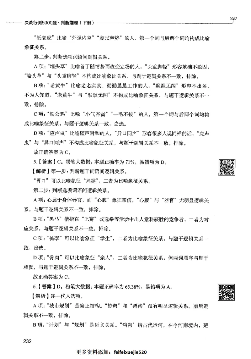 06判断推理（答案）2023年5月版_26吉林考备考资料包_11省考刷题包_04决战行测5000题_行测5000题2023年5月版次
