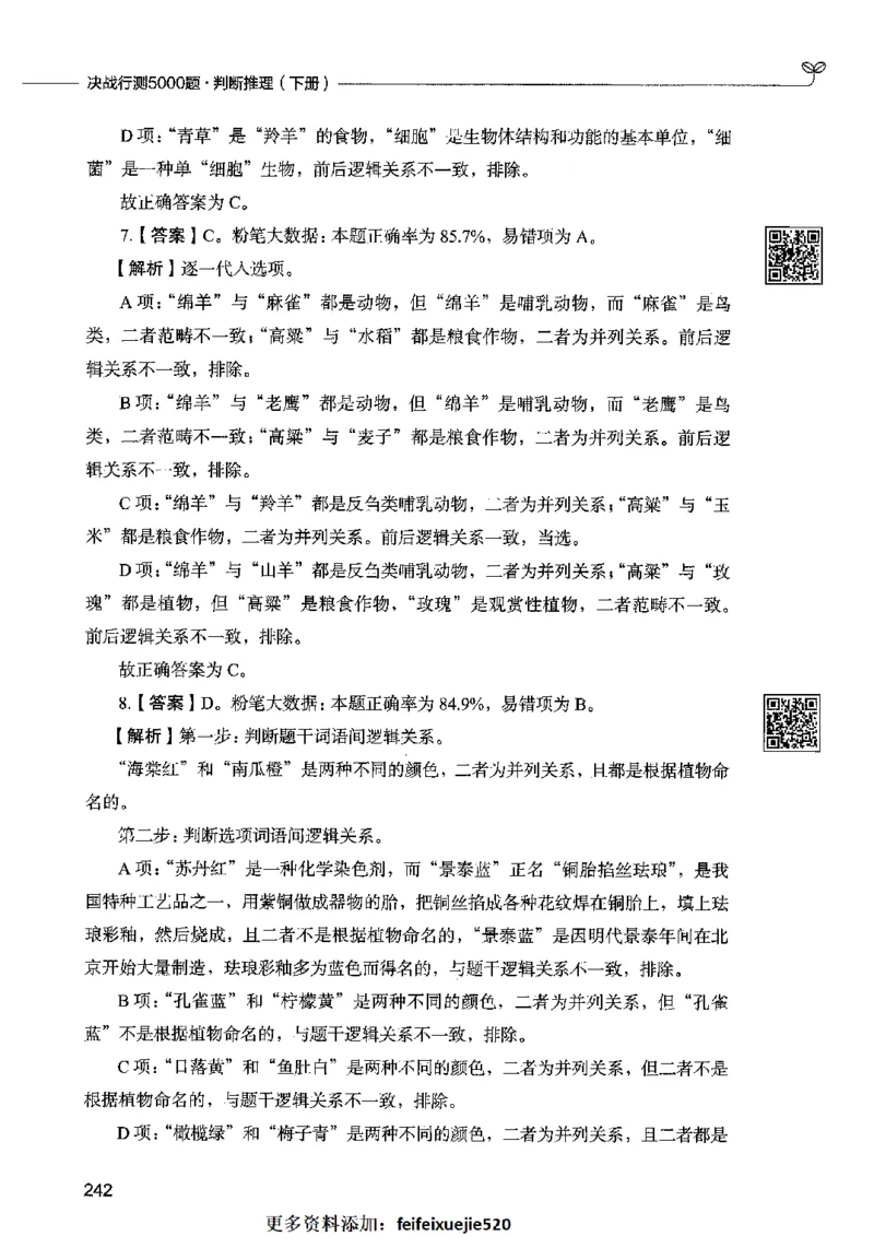 06判断推理（答案）2023年5月版_26吉林考备考资料包_11省考刷题包_04决战行测5000题_行测5000题2023年5月版次