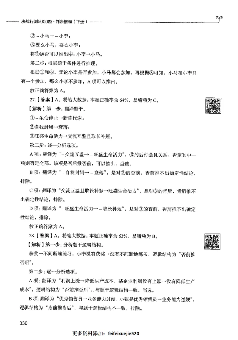 06判断推理（答案）2023年5月版_26吉林考备考资料包_11省考刷题包_04决战行测5000题_行测5000题2023年5月版次