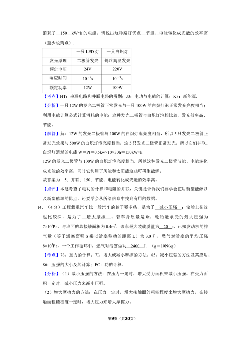 2009年湖北省黄冈市中考物理试卷（教师版）学霸冲冲冲shop348121278.taobao.com_中考真题_4.物理中考真题2015-2024年_地区卷_湖北省_湖北黄冈物理07-20