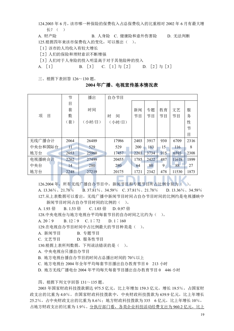 2006年国家公务员考试《行测》真题卷（一）_2000-2025国考行测PDF