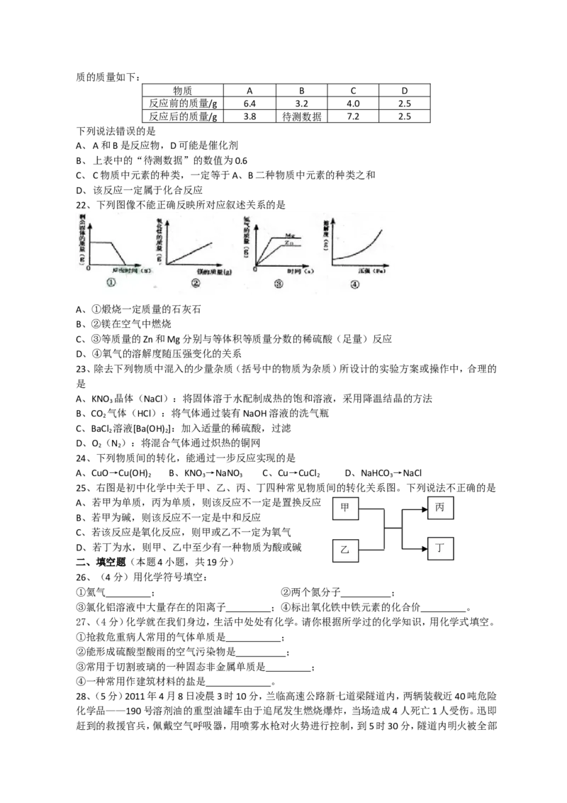 2011年甘肃省兰州市中考化学试卷(含答案)_中考真题_5.化学中考真题2015-2024年_地区卷_甘肃省_甘肃兰州化学08-21