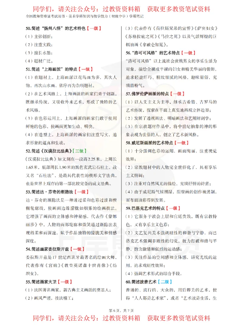 初中美术-主观题70道_教资_初高中2026教资_26上资料（持续更新）_初中科三_初中科目三资料合集①_初中美术