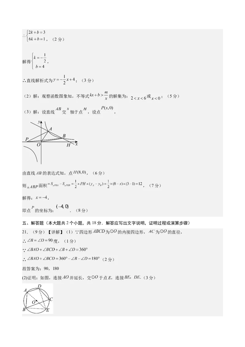 数学（参考答案及评分标准）_2数学总复习_赠送：2024中考模拟题数学_三模（42套）_数学（江西卷）
