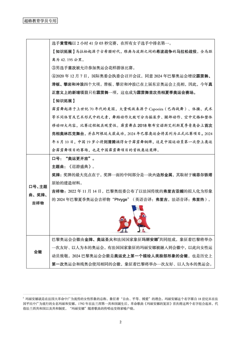 2024年巴黎奥运会考点专项梳理_2026考公资料_（05）超格_超格时政_时政2025超格时政讲练班⭐⭐⭐_讲义