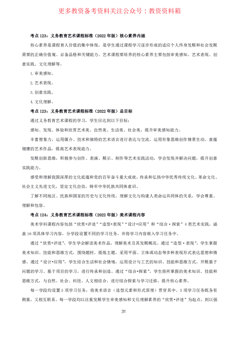 美术高频考点_教资_292026上教资科三高频考点