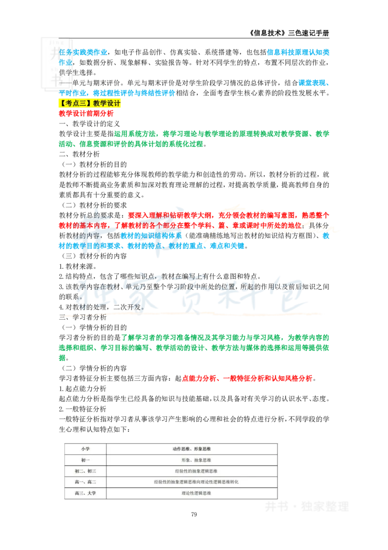 井书&middot;独家资料包教师资格《（高中）信息技术》三色速记手册（独家整理）_教资_初高中2026教资_25下教师资格证_科三高中各科资料汇总_井书&middot;独家资料包高中各科资料汇总