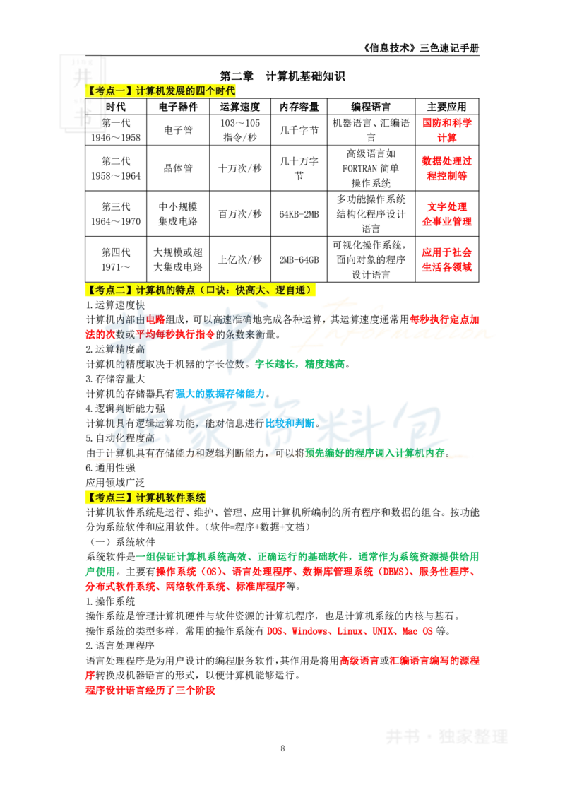 井书&middot;独家资料包教师资格《（高中）信息技术》三色速记手册（独家整理）_教资_初高中2026教资_25下教师资格证_科三高中各科资料汇总_井书&middot;独家资料包高中各科资料汇总