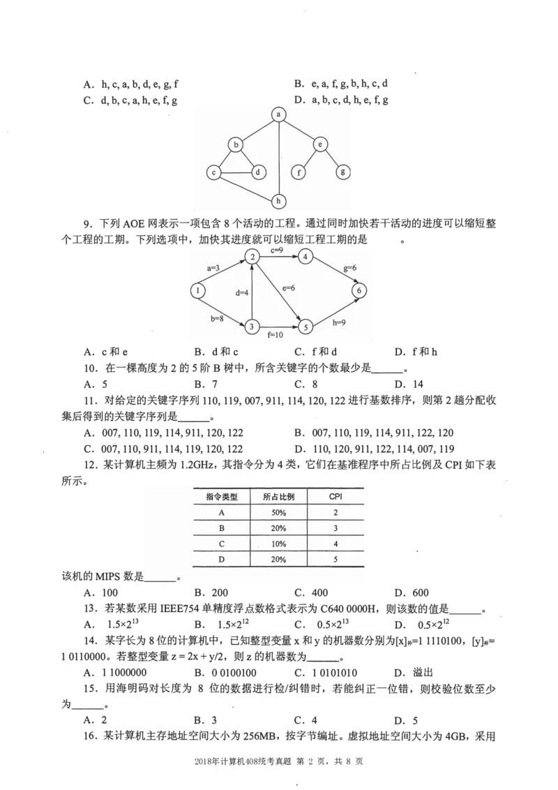 2013年计算机408统考真题_408计算机统考历年真题_2009-2025计算机408统考真题