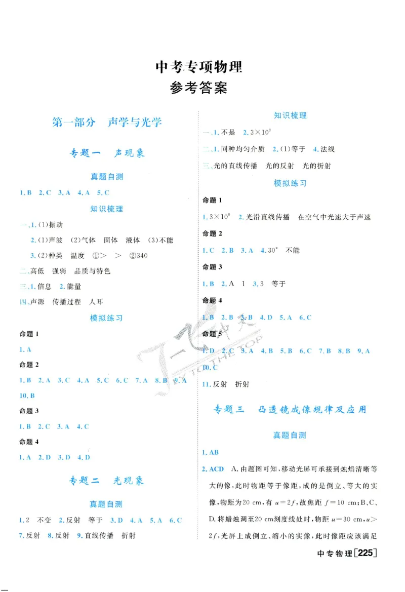 2025《一飞冲天-中考专项》物理答案_《一飞冲天-中考专项》2026版_一飞冲天-中考专项（2025版）