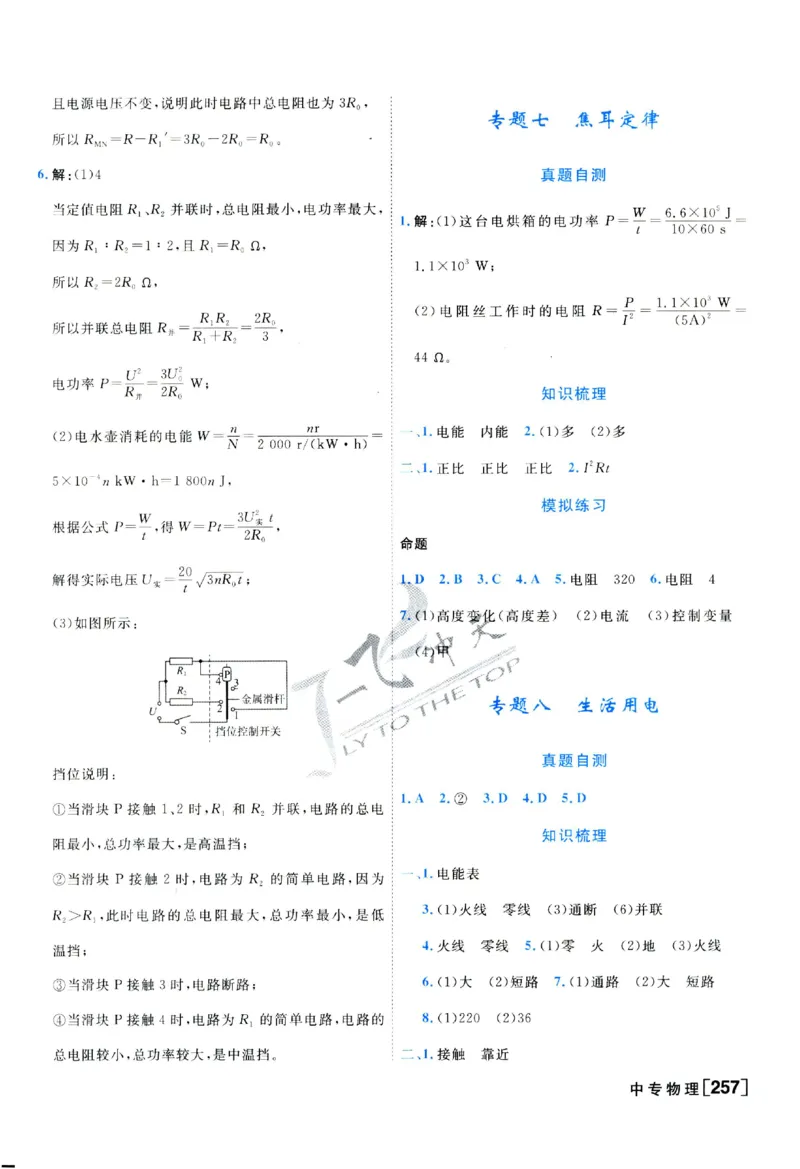 2025《一飞冲天-中考专项》物理答案_《一飞冲天-中考专项》2026版_一飞冲天-中考专项（2025版）