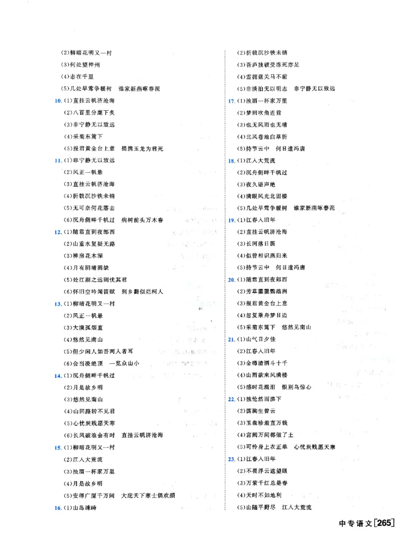 一飞冲天-中考专项精品试题分类-语文参考答案_《一飞冲天-中考专项》2026版_一飞冲天-中考专项（2026版）
