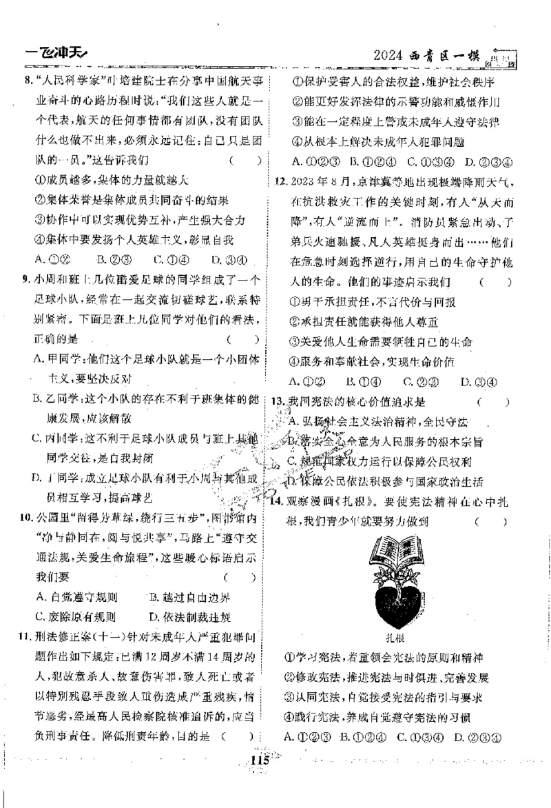 2025《一飞冲天-中考模拟试题汇编》道法_《一飞冲天-中考专项》2026版_一飞冲天-中考模拟试题汇编（2025版）