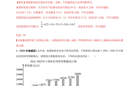 专题27统计（解析版）_2数学总复习_2025中考复习资料_（2025年中考复习全国通用）2024年中考数学真题专题分类精选汇编_2024年中考数学真题分类汇编：专题27统计（原卷版+解析版）