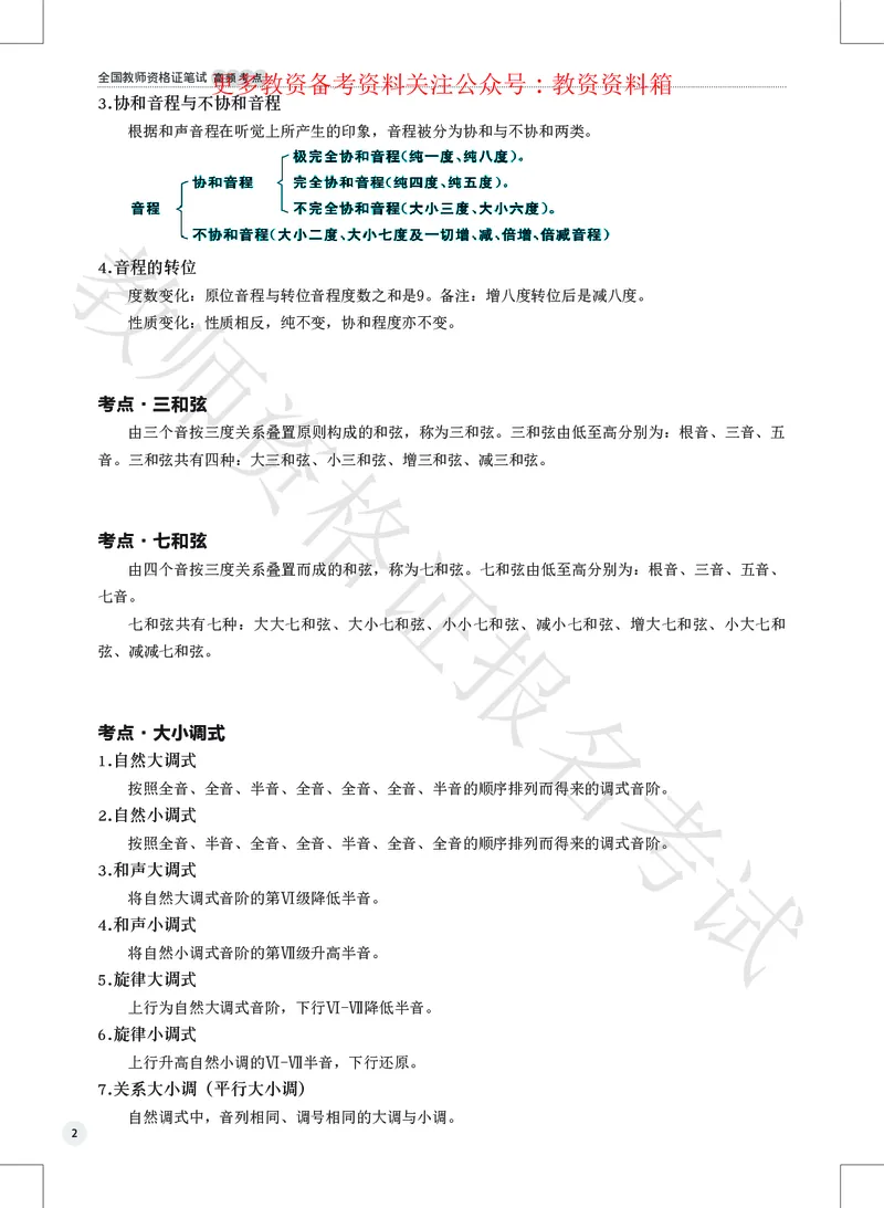 音乐高频考点_教资_292026上教资科三高频考点