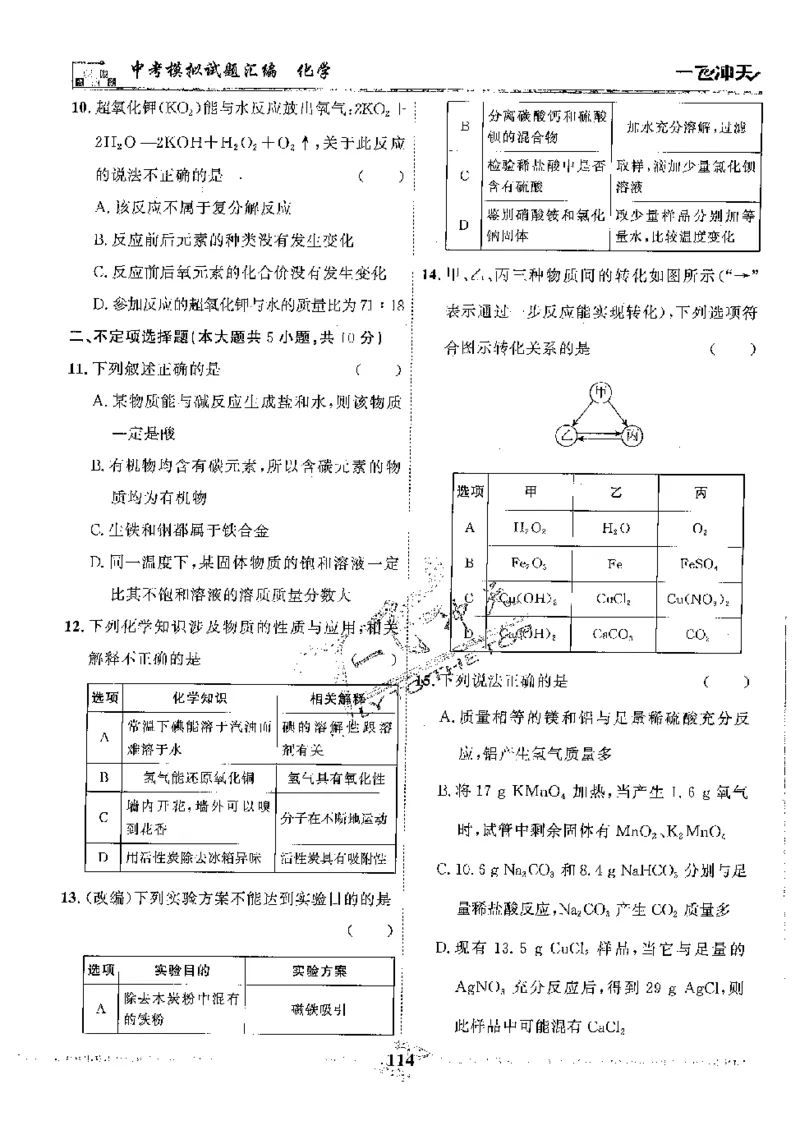 2025《一飞冲天-中考模拟试题汇编》化学_《一飞冲天-中考专项》2026版_一飞冲天-中考模拟试题汇编（2025版）