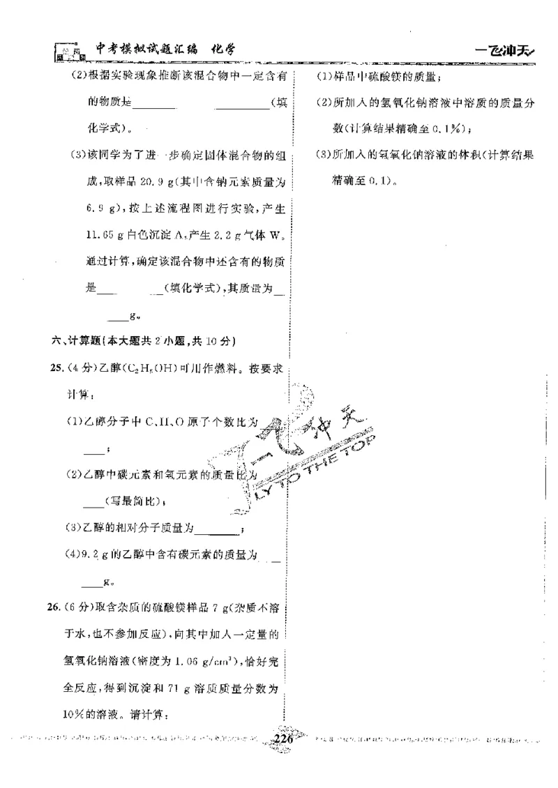 2025《一飞冲天-中考模拟试题汇编》化学_《一飞冲天-中考专项》2026版_一飞冲天-中考模拟试题汇编（2025版）