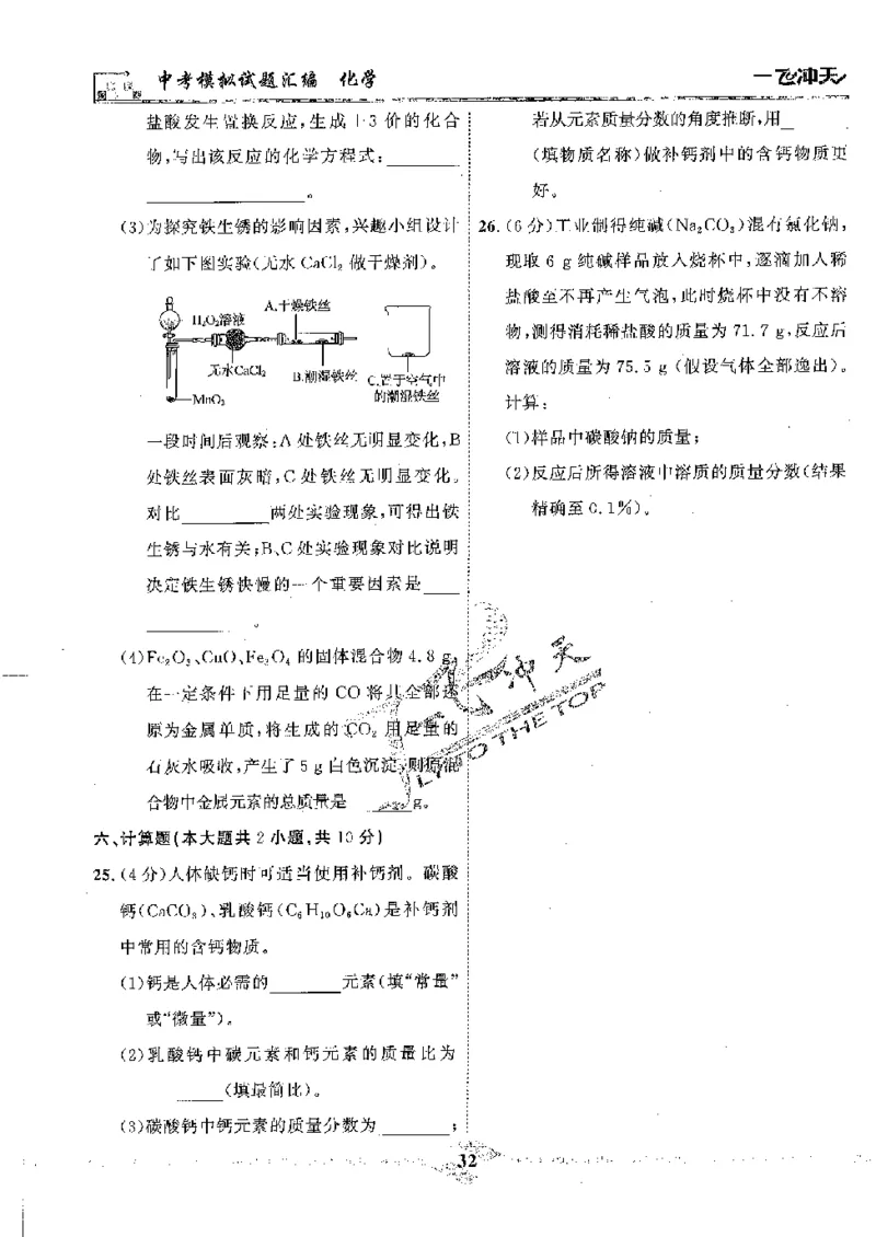 2025《一飞冲天-中考模拟试题汇编》化学_《一飞冲天-中考专项》2026版_一飞冲天-中考模拟试题汇编（2025版）
