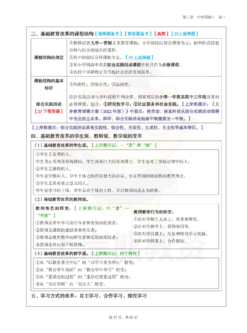 中学《教育知识与能力》学霸笔记-上岸熊_4-教培资料-26年最新资料-同步更新_初中高中教资_2025上中学教资笔试_062025上教资笔试考前冲刺汇总_02、重点笔记-第一轮+第二轮