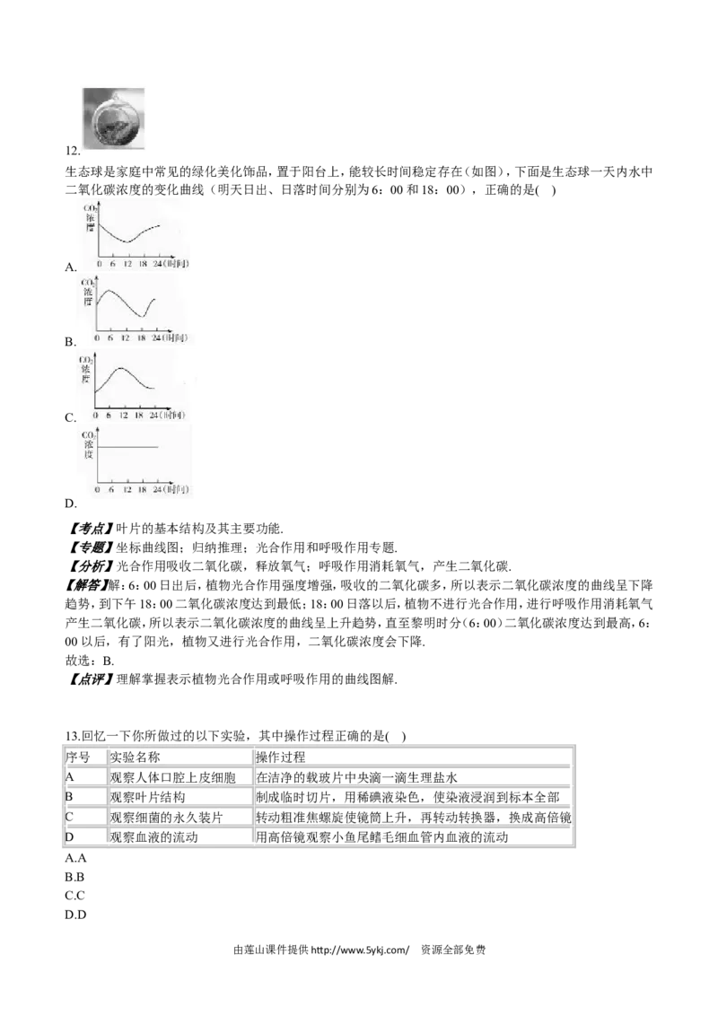 2016年山东省东营市中考生物试题(word版含答案)_中考真题_8.生物中考真题2015-2024年_地区卷_山东省_东营中考生物09-22
