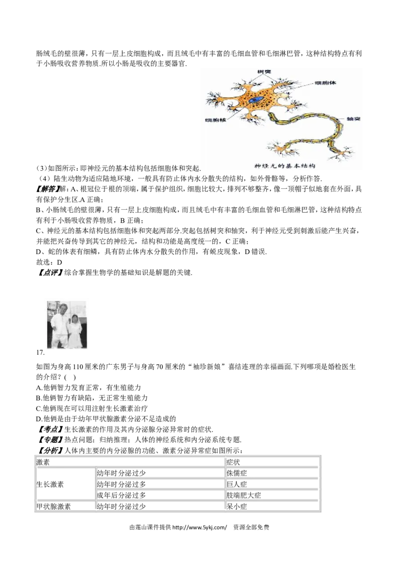2016年山东省东营市中考生物试题(word版含答案)_中考真题_8.生物中考真题2015-2024年_地区卷_山东省_东营中考生物09-22