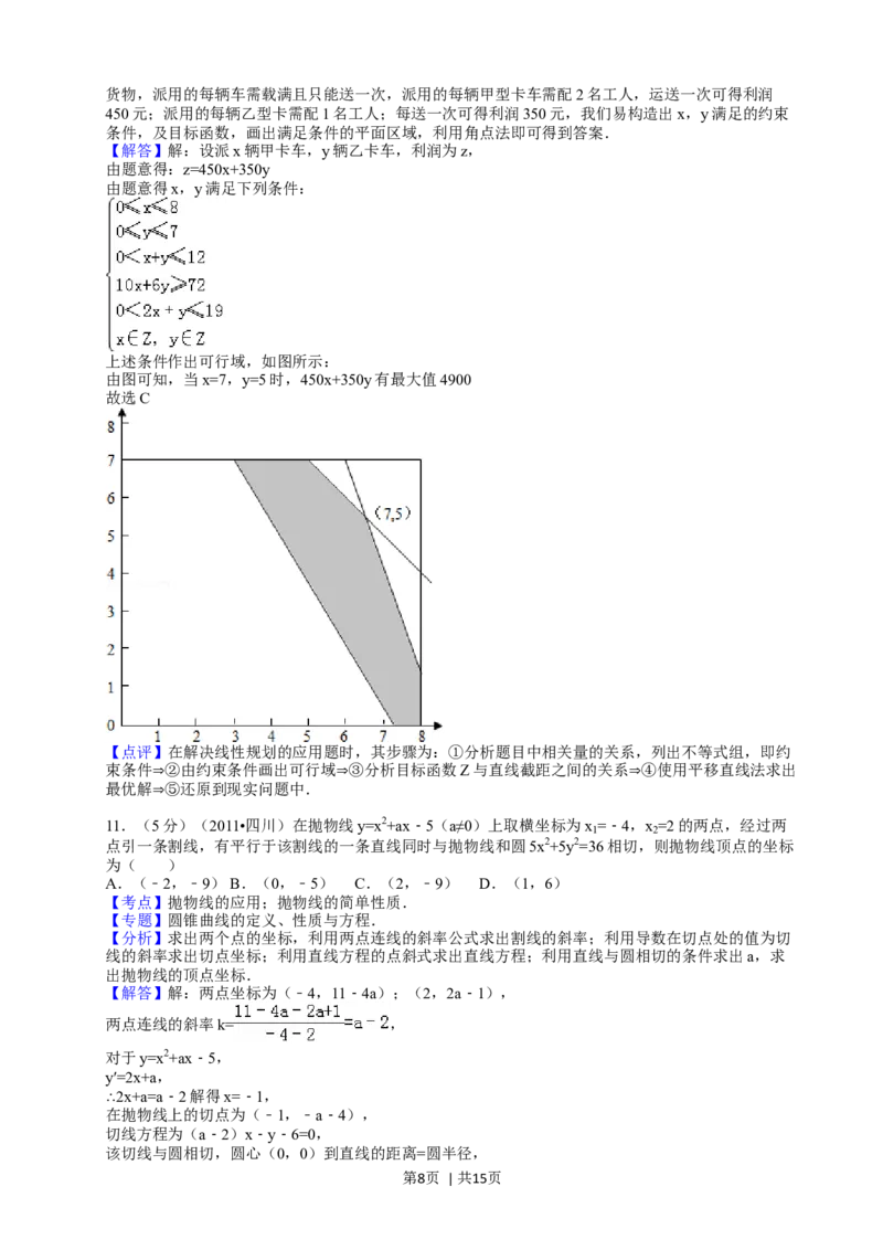 2011年高考数学试卷（文）（四川）（解析卷）_1.高考2025全国各省真题+答案_01.2008-2024全国高考真题（按省份分类）_18.四川_2008-2024&middot;（四川）数学高考真题