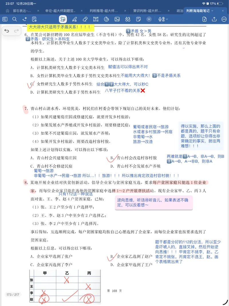 海海刷逻辑刷题笔记1-6（完结）_2026考公资料_（01）花生十三_04刷题班2026年省考四海行测2000题海海刷(1)_笔记_花生十三丨26省考海海刷判断推理专项笔记