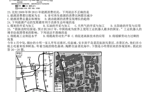 2015年烟台市中考地理试题及答案_中考真题_9.地理中考真题2015-2024年_地区卷_山东省_烟台中考地理08-21